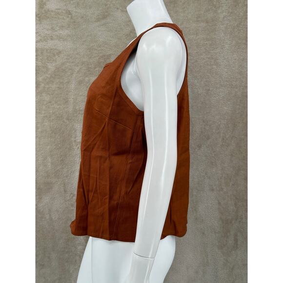 Cabi Top‎ Womens Medium Brown Sienna Cruise Sleeveless Linen Button Up Layers - Picture 4 of 10